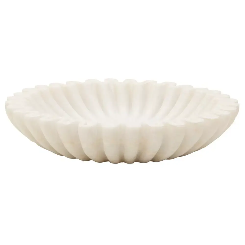 Savio Fluted Marble Bowl - Snow