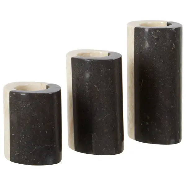 Suki Marble Place 3 Candle Holders - Cream & Black