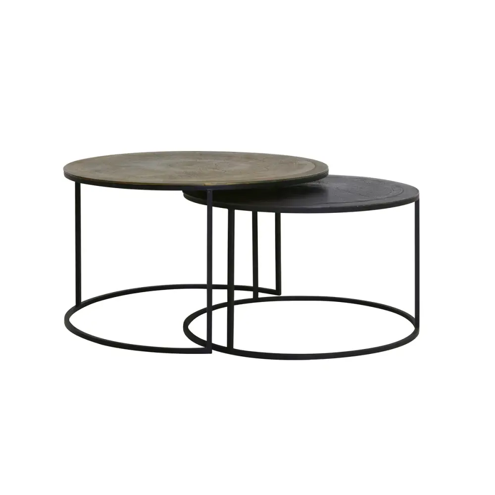 Talca Set 2 Round Coffee Tables - Terra cotta & Bronze