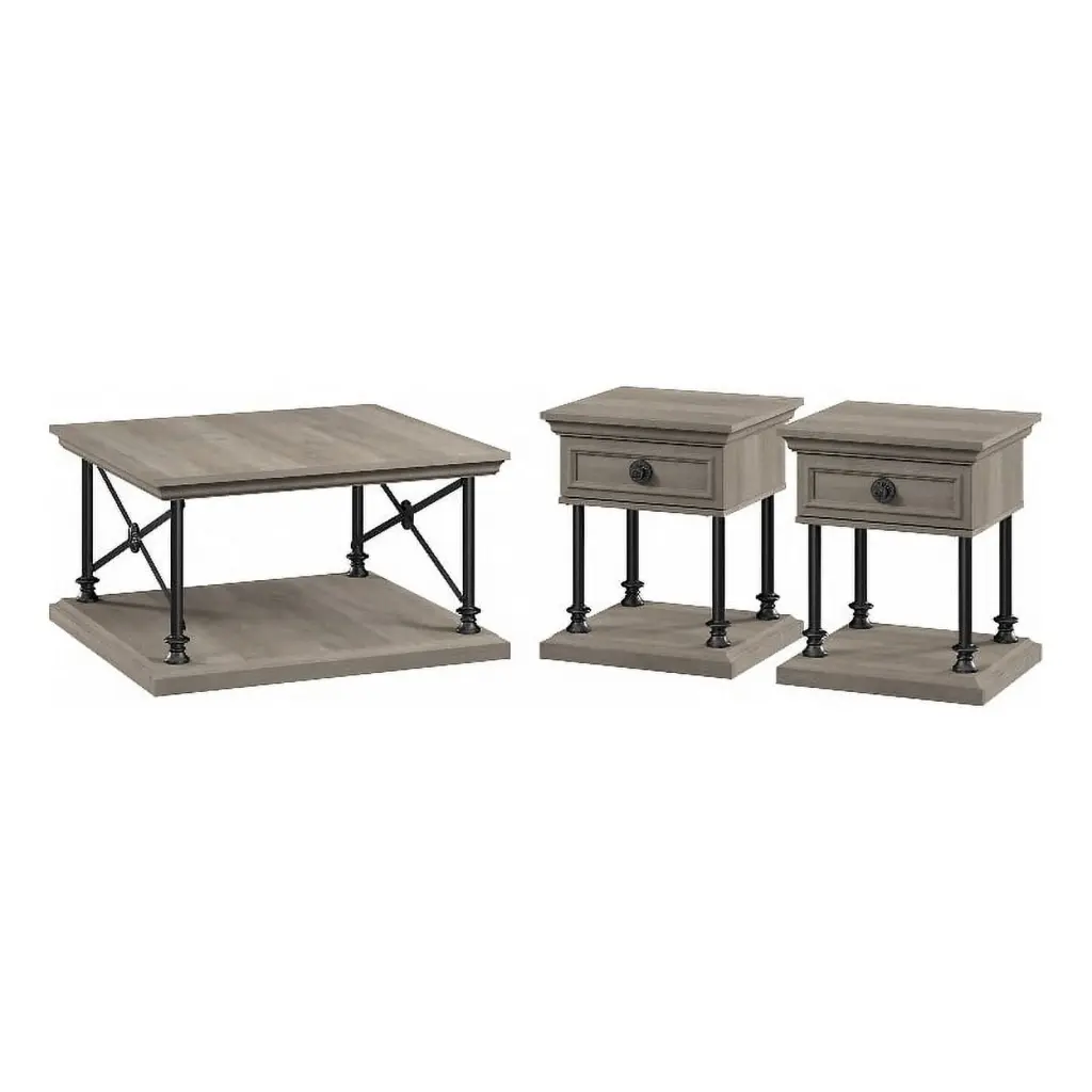 Bowery Hill Square Coffee Table End Tables Driftwood Gray Engineered Wood