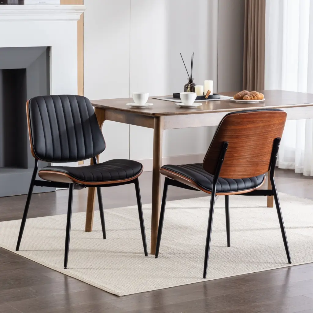 Dining Chairs Set 2 Mid Century Modern Retro Faux Hide a-a furniture