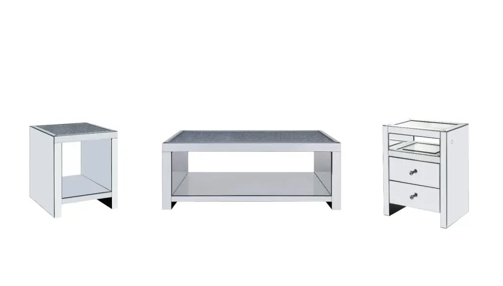Mirrored Coffee Table Set End Table and Accent Table Acme Malish 83580-3pcs