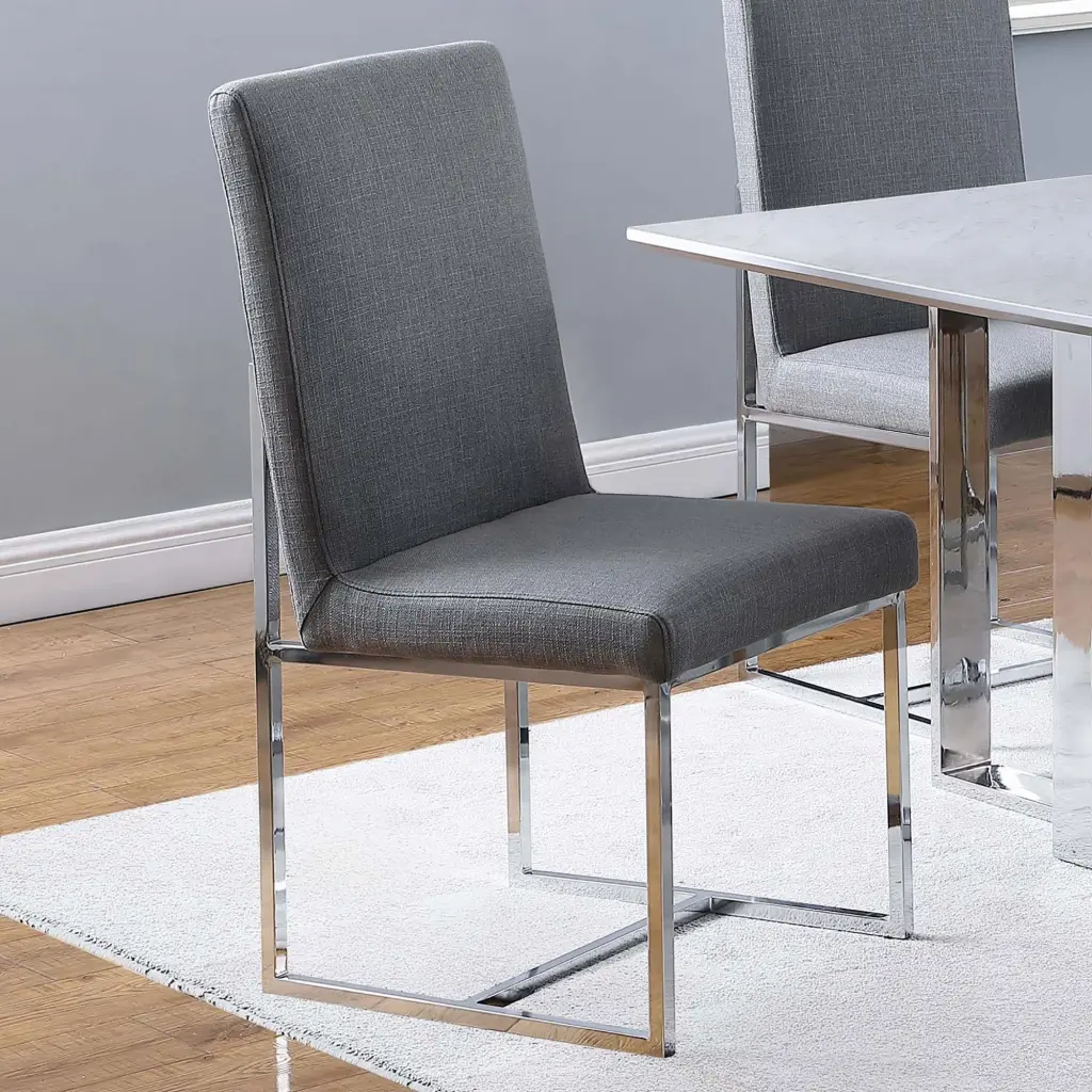 Grey Cube Base Dining Chair Set 2 Solid Grey Contemporary Dining Room Chairs furniture max