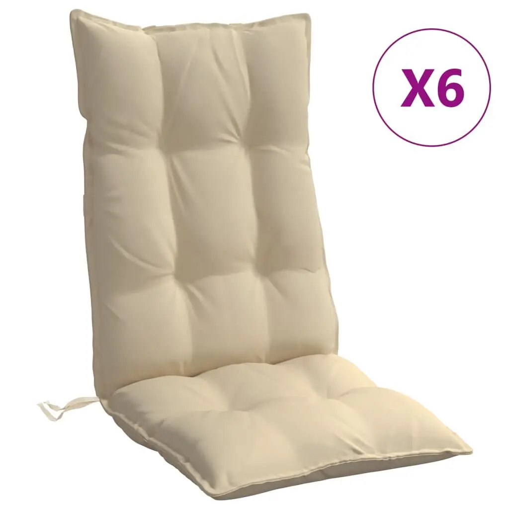 High Support Chair Cushions 6 Piece Beige Oxford Fabric Complete Set