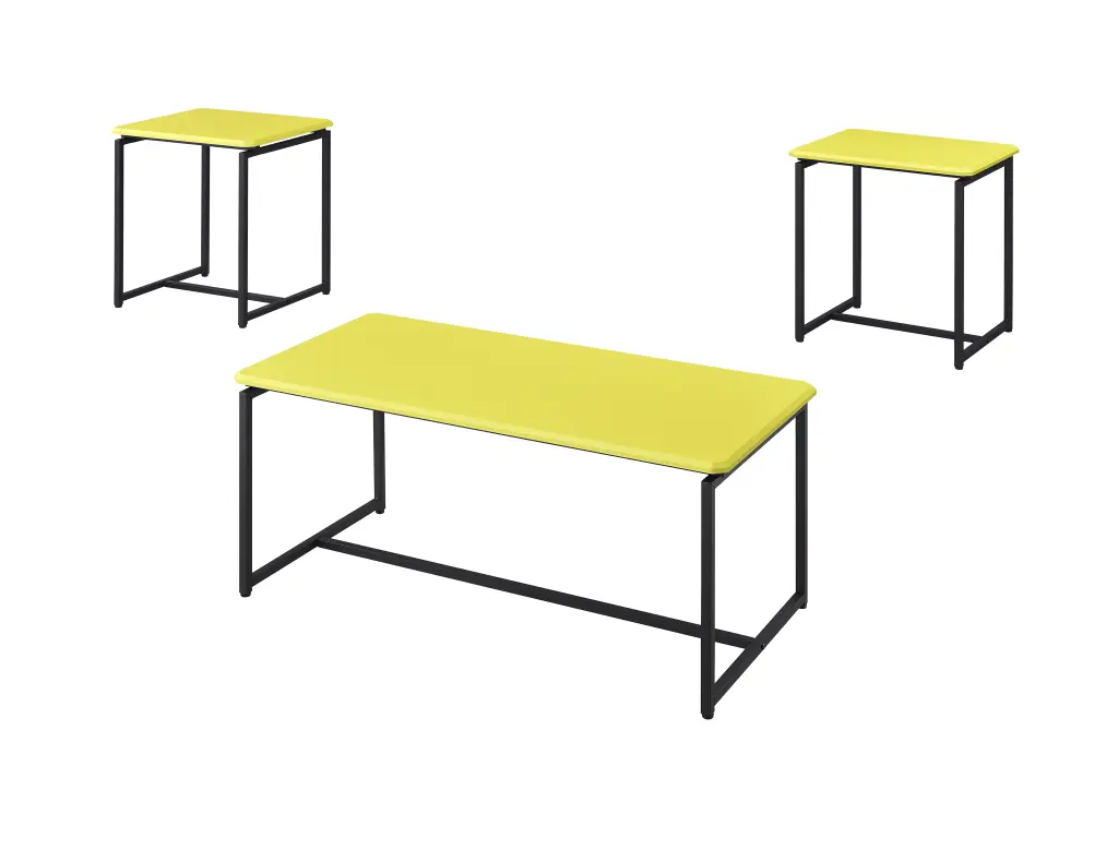 GT 3 Piece Yellow Carbon Fiber Wrap Coffee Table And End Table Set Living Room lilola home