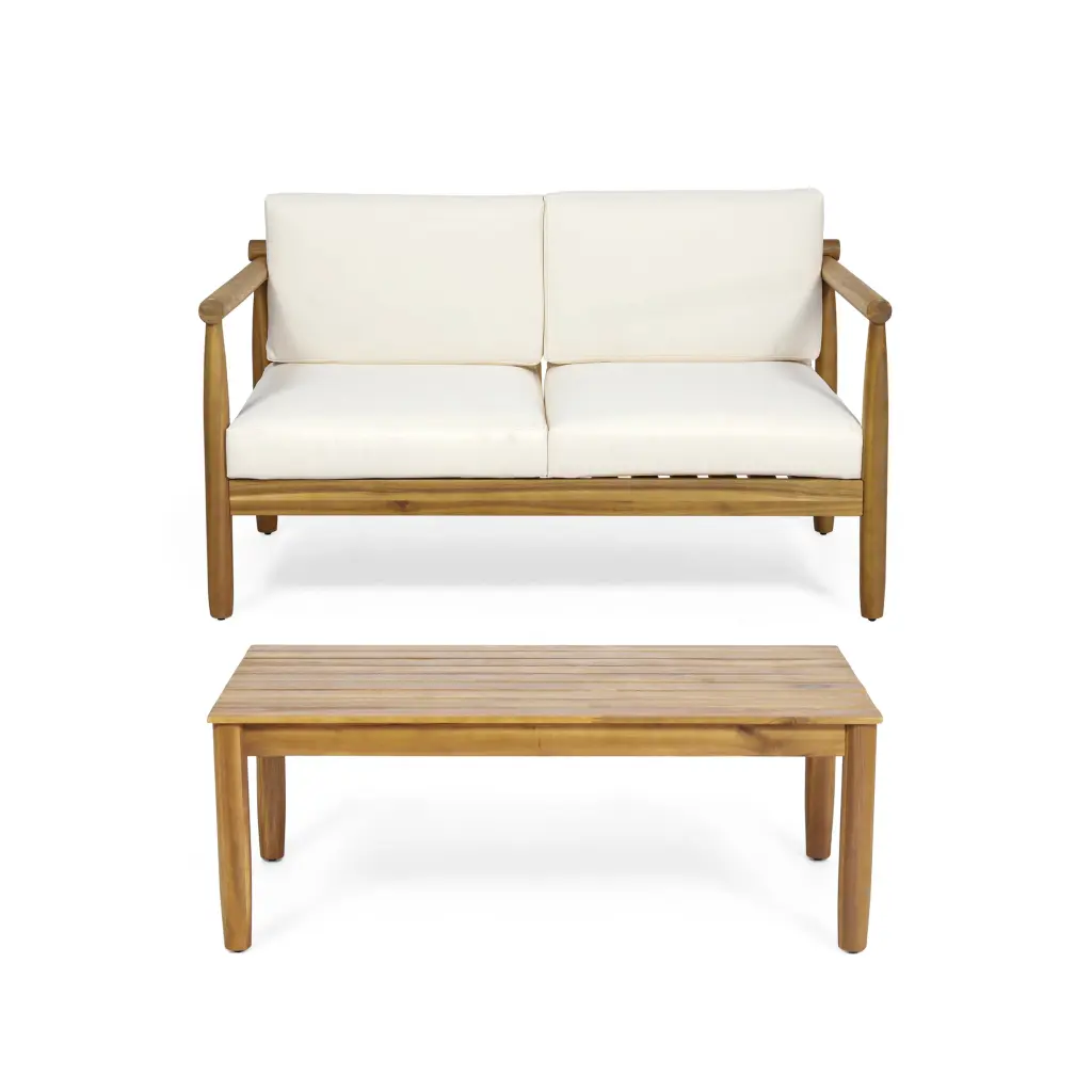 Teak Wood Seat and Coffee Table Set Indoor or Outdoor Use nh-comfortcove