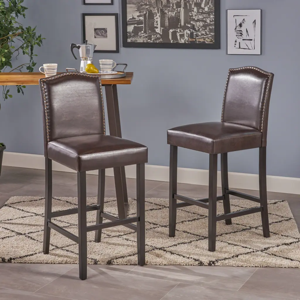 Markson Kd Barstool Set 2 Brown Cat Scratch Material Bar Stools nh-perfect home