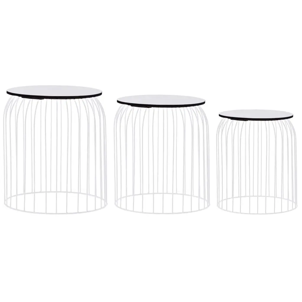 White Coffee Table Set 3 Piece Modern Living Room Furniture