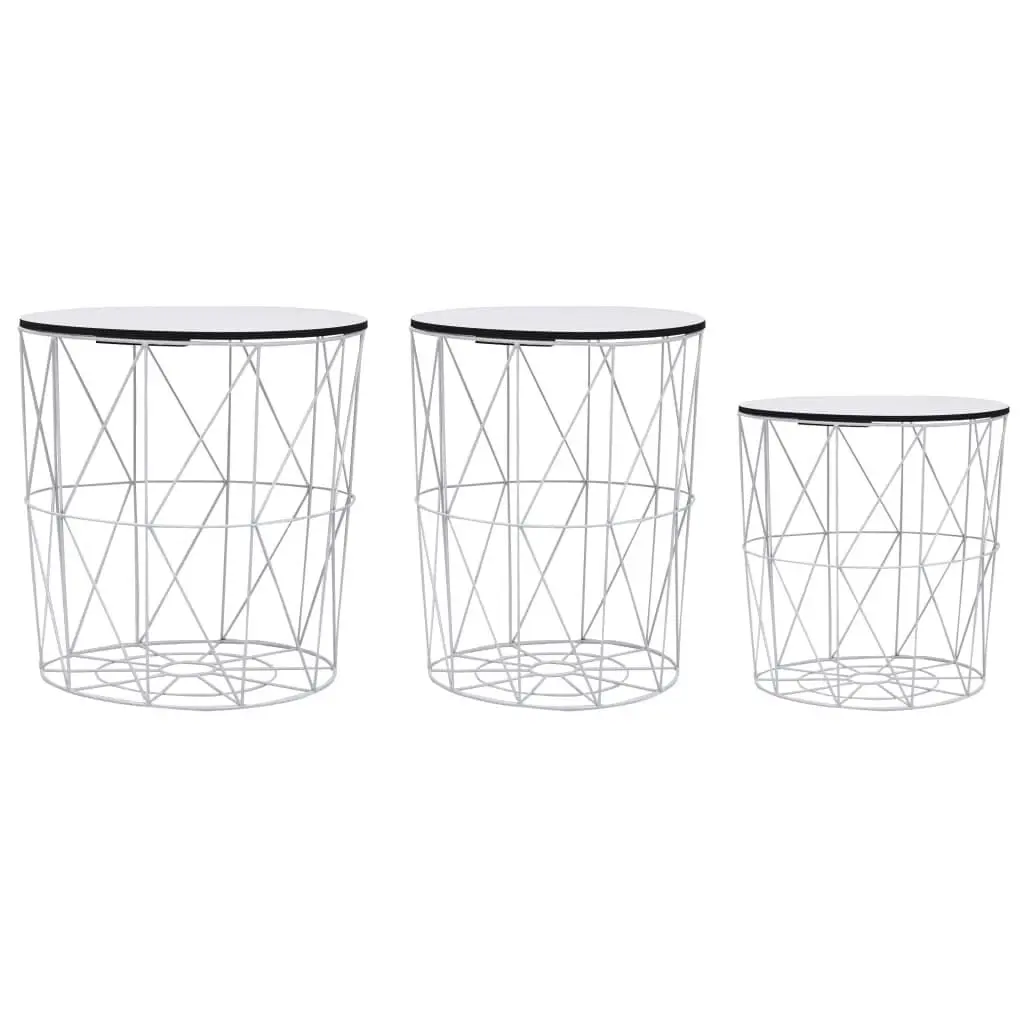 White Coffee Table Set 3 Piece Modern Living Room Furniture Collection