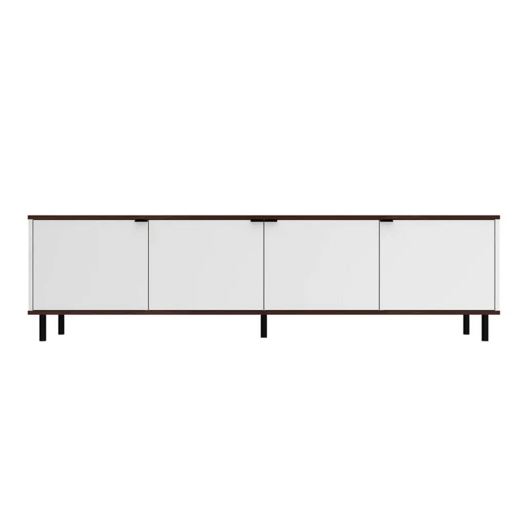 Mosholu 77.04 TV Stand 4 Shelves White and Nut Brown Manhattan Comfort