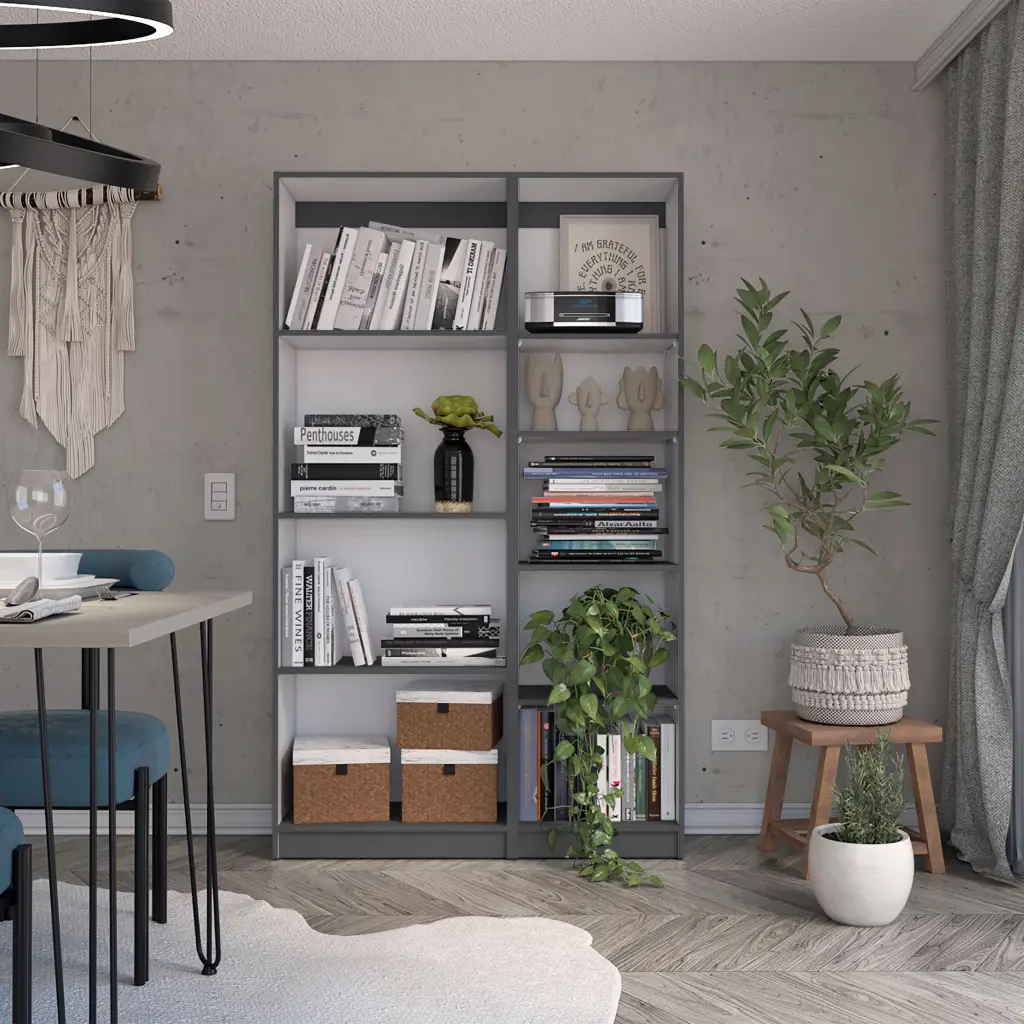 2 Piece Bookcase Living Room Set Storage Cabinet 42 Inch Wide and 9 Shelves rta muebles colombia