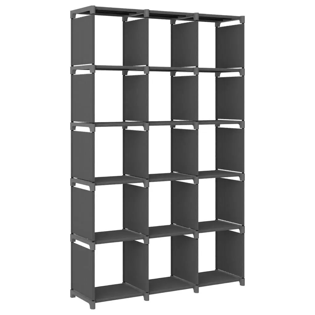 15-Cube Presentation Shelf Gray 40.6x11.8x69.1 Inches Fabric Storage Organizer