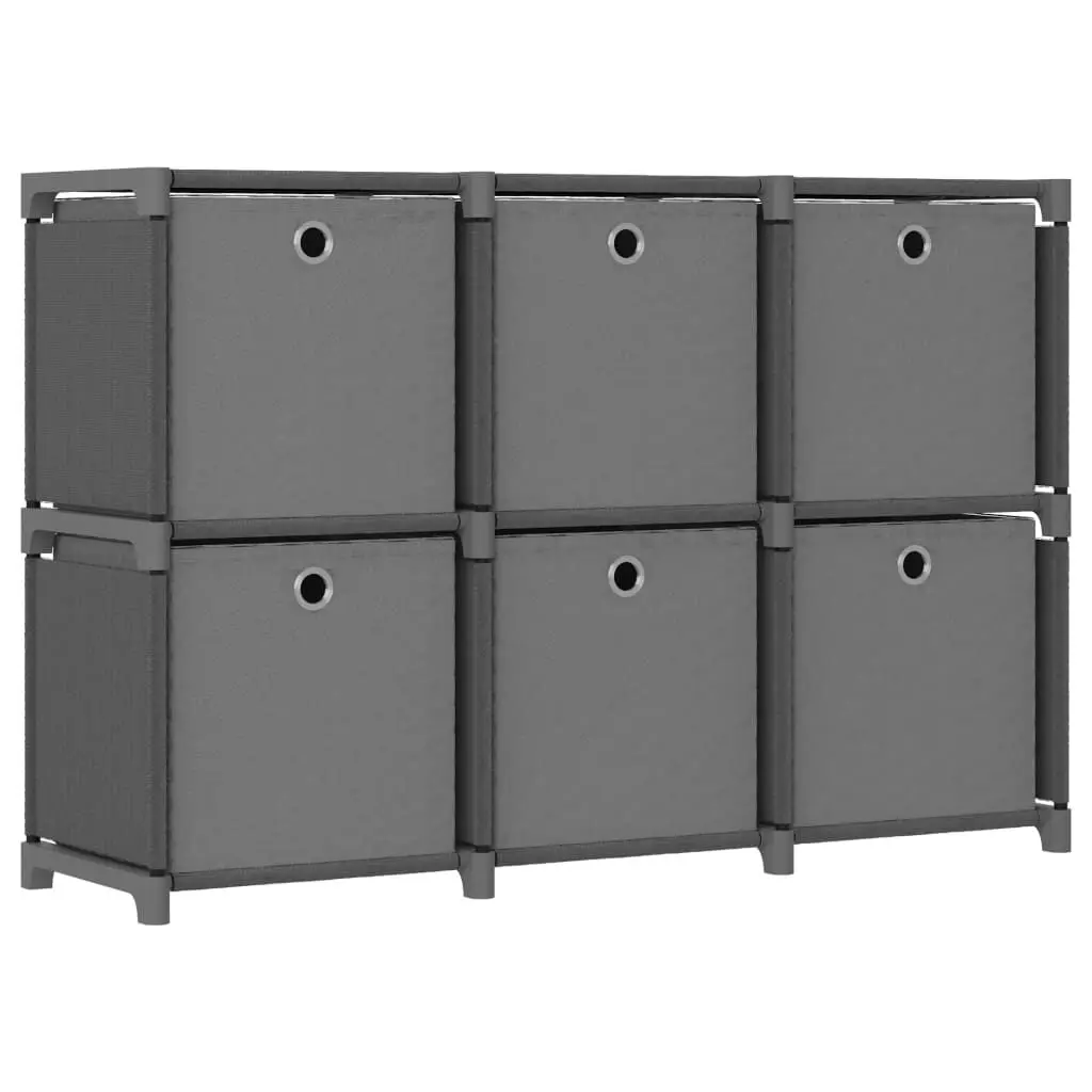 6-Cube Gray Fabric Presentation Shelf Boxes 40.6x11.8x28.5 Inches