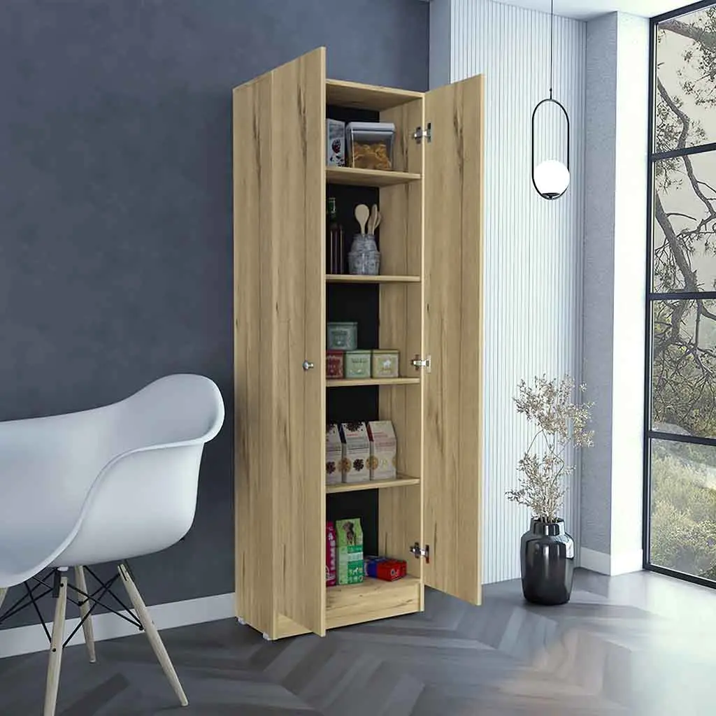 Storage Cabinet Pipestone Five Shelves Light Oak Black Wengue Finish treevol furniture