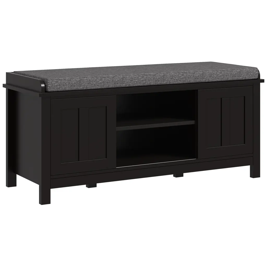 Homcom Adjustable Entryway Shoe Bench Storage Ottoman Sliding Doors aosom business
