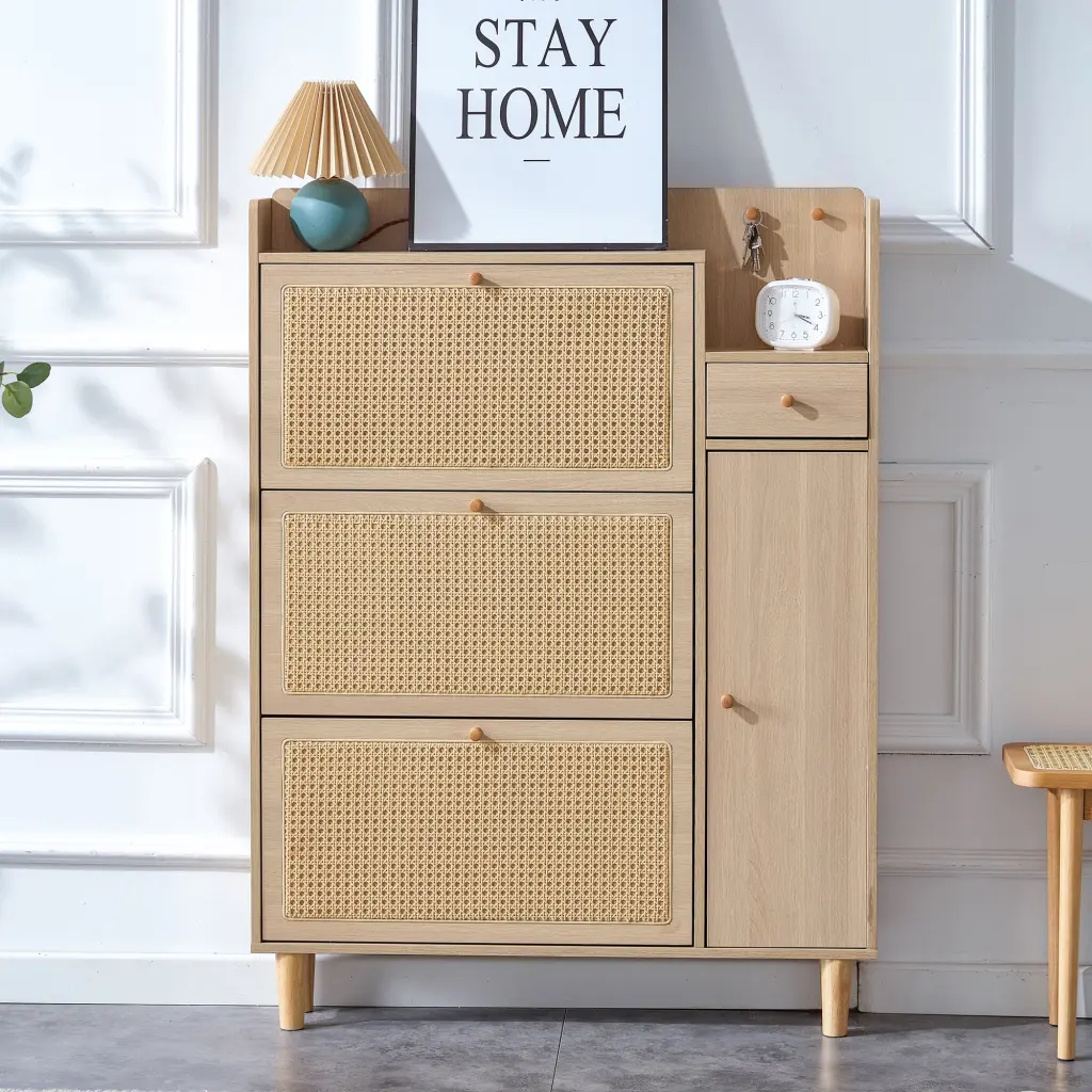 Modern Minimalist Storage Cabinet Japanese Rattan Shoe Cabinet Bed Table droom w-1151