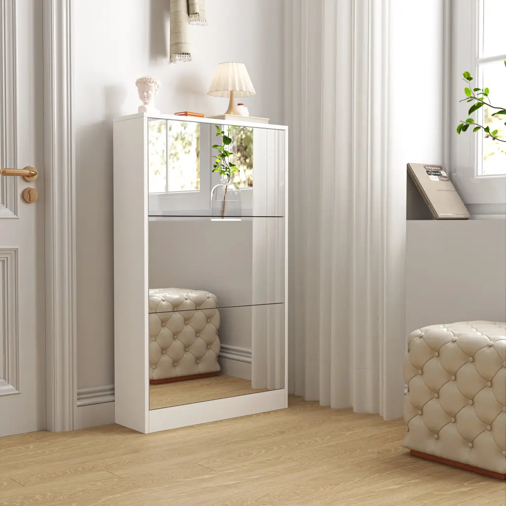 Modern Shoe Cabinet Small Mirror Edge Gap Mirror Shoe Rack Organizer Entryway Storage Furniture familyroom furnitures
