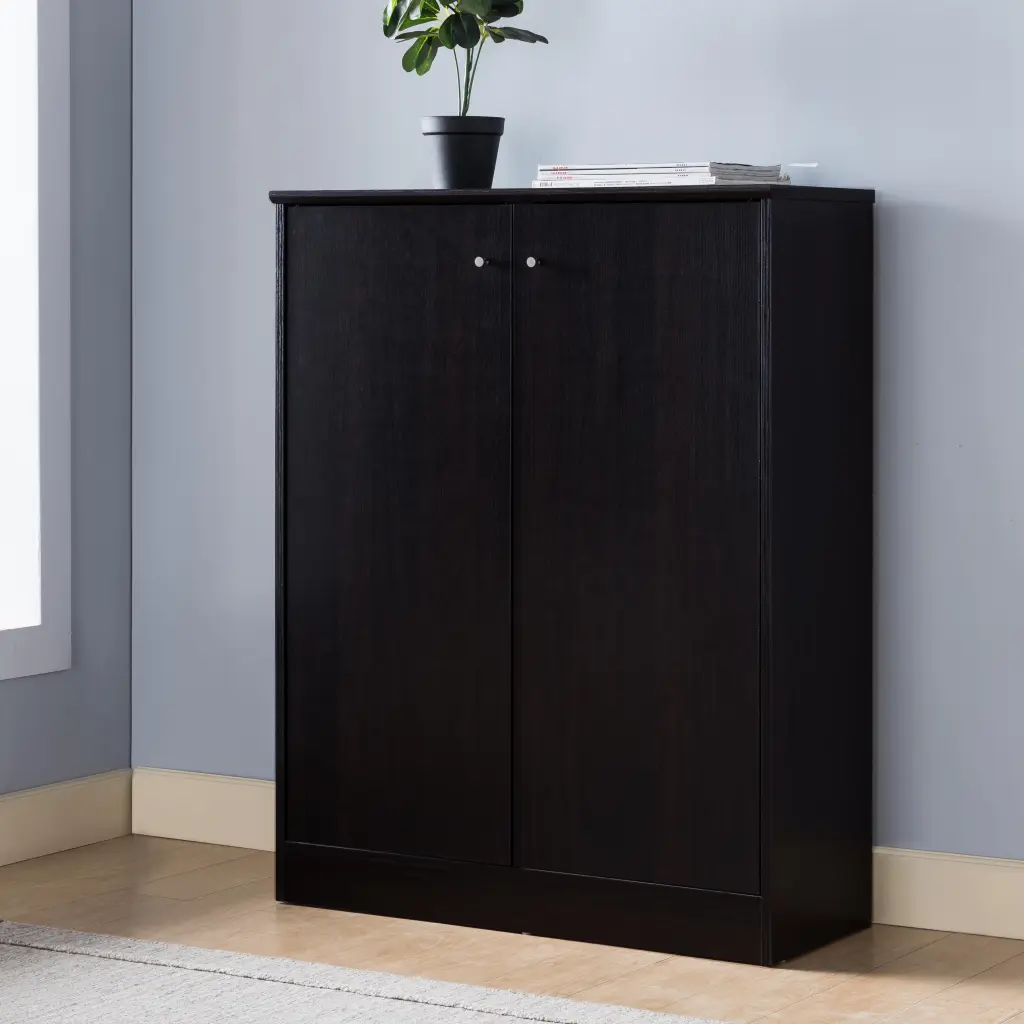 Polished Red Cocoa 2 Door Shoe Cabinet 5 Interior Shelves id usa