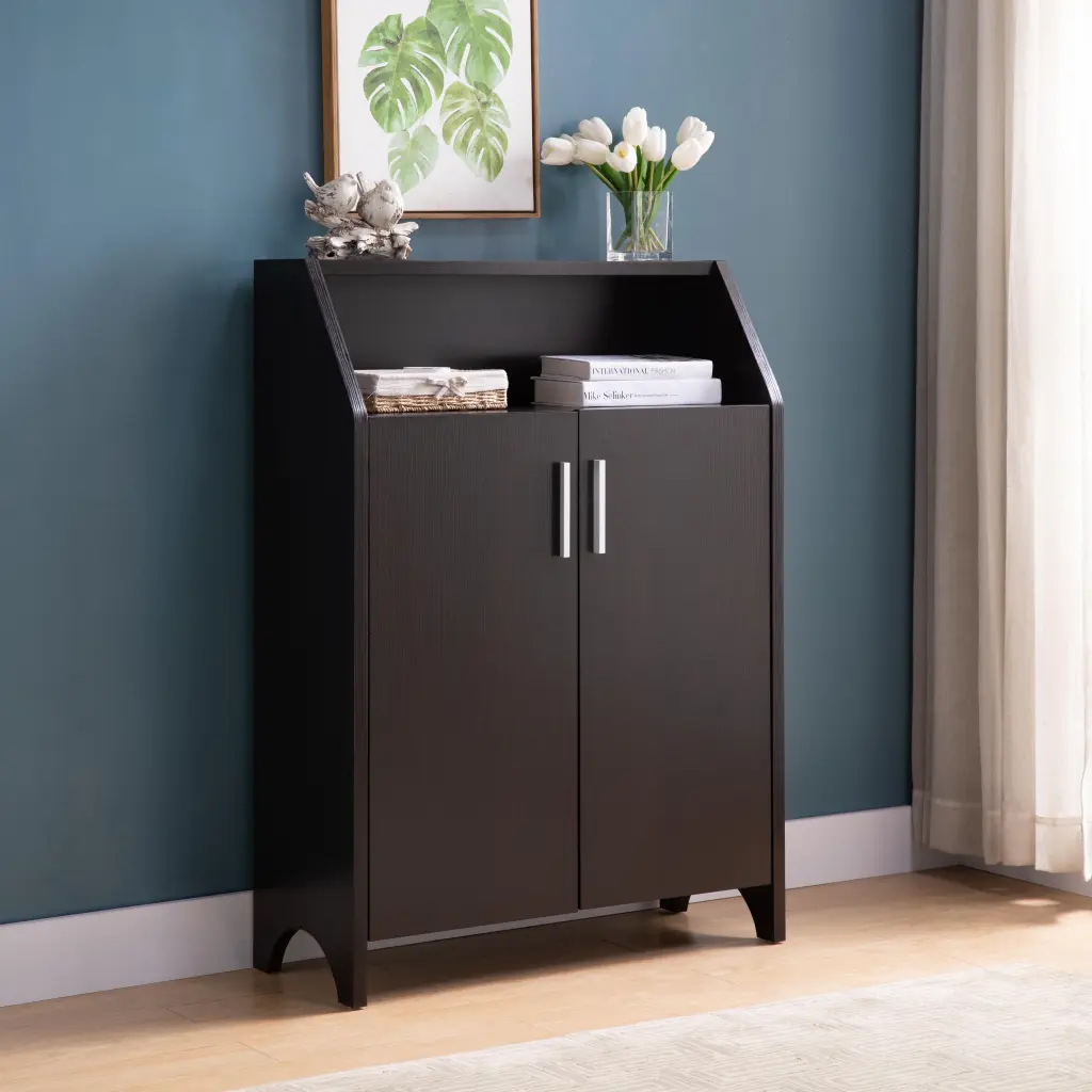 Red Cocoa Shoe Cabinet 4 Shelves Open Presentation Shelf Elegant Storage id usa