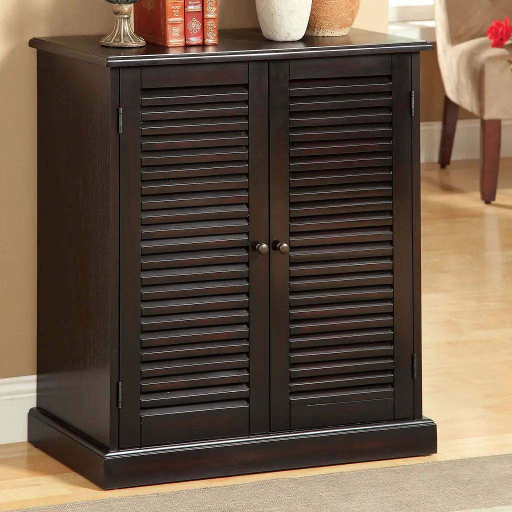 Modern Transitional 1 Piece Shoe Cabinet Espresso Finish Adjustable Shelves kanepe