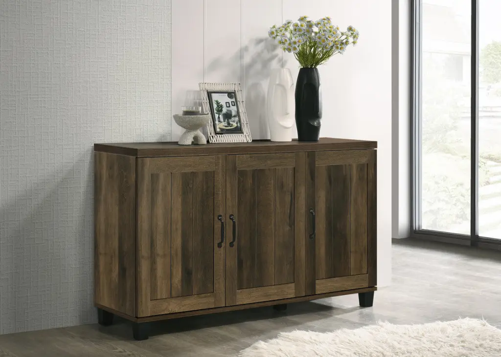 Corby 45W Dark Dusty Oak Finish 3 Door Shoe Cabinet Dark Oak Particle Board lilola home