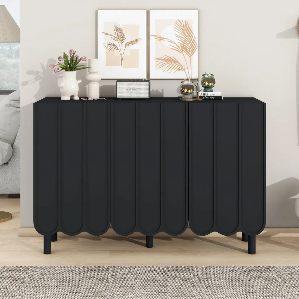 Cream Style Minimalist Shoe Cabinet 5 Solid Wood Legs Sideboard on-trend