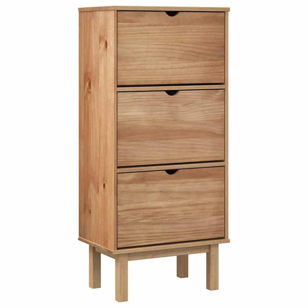 OTTA 3 Drawer Solid Wood Pine Shoe Cabinet Entryway Storage
