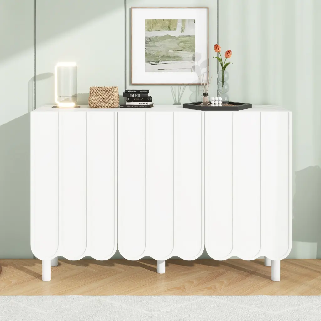 Cream Style Minimalist Shoe Cabinet 5 Solid Wood Legs Sideboard rnb