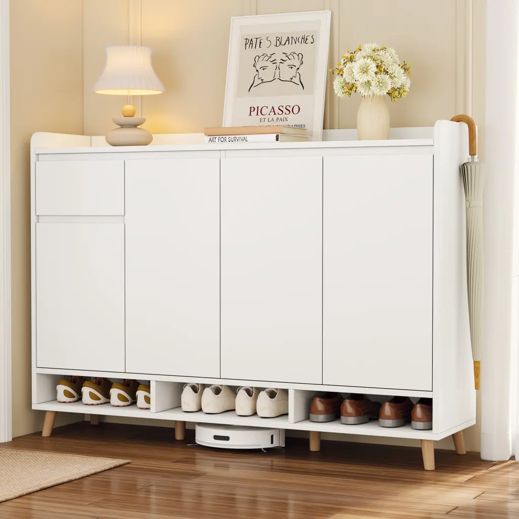 Polished Contemporary Shoe Cabinet Customizable Shelves Minimalist Design rnb