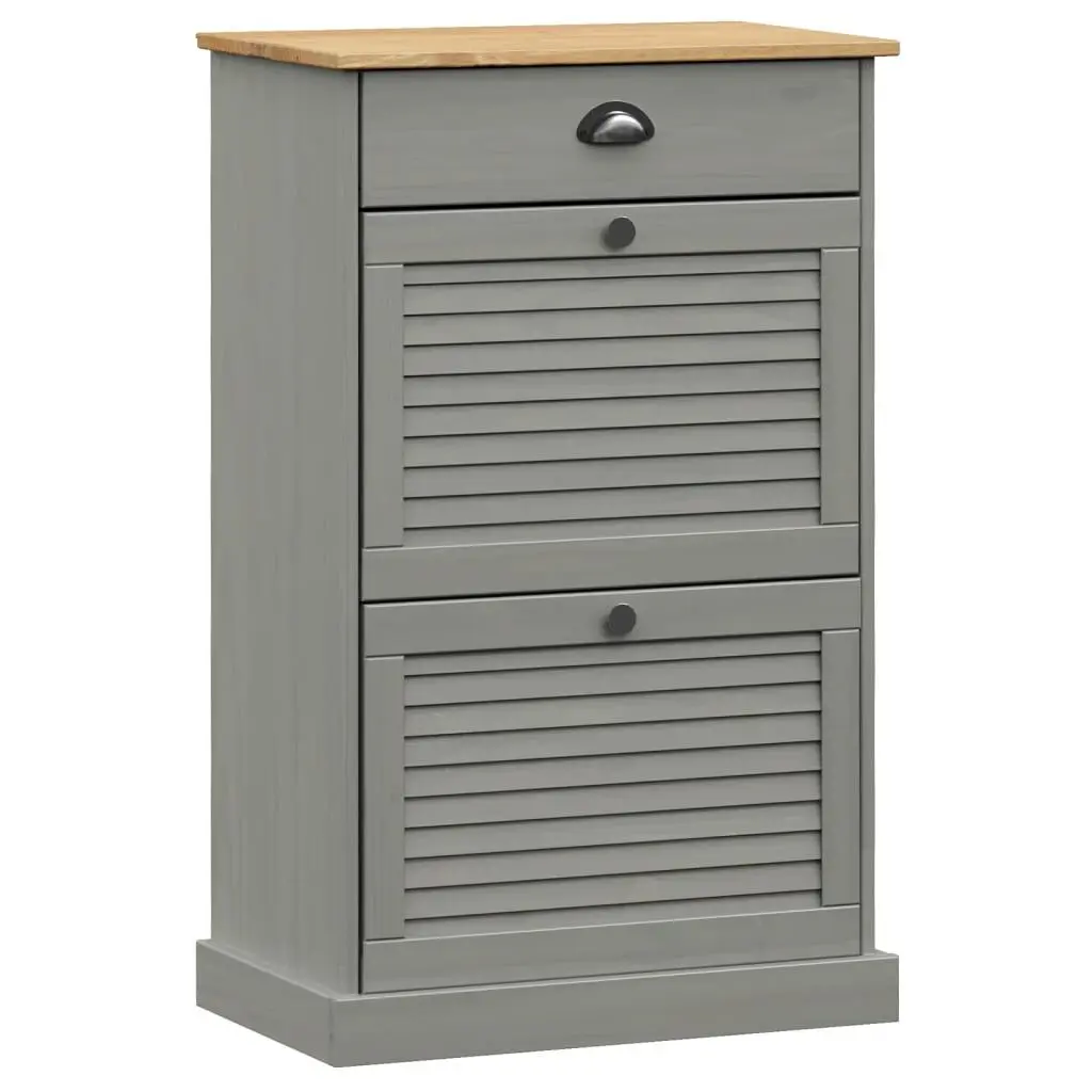 VIGO Gray Solid Wood Pine Shoe Cabinet 23.6x13.8x37.8 Inches Entryway Storage