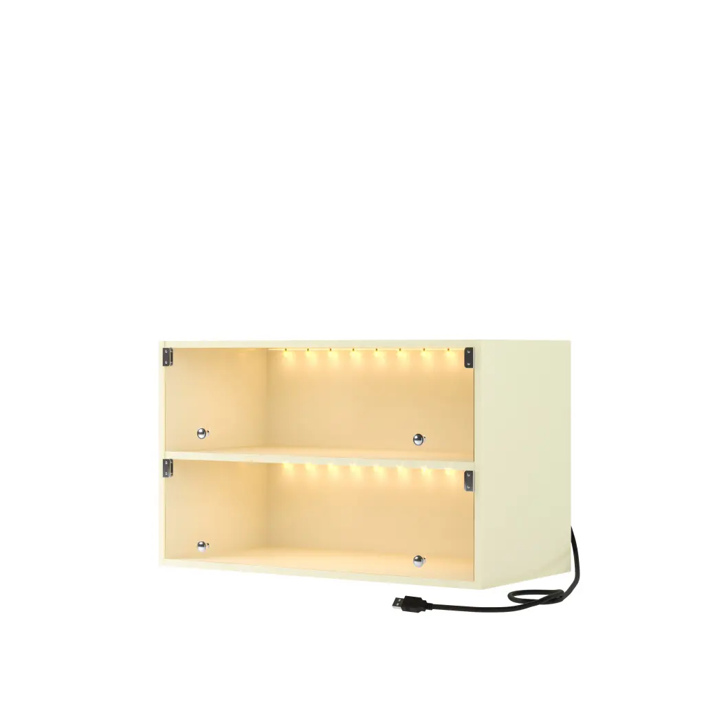 Off White Glass Door Shoe Box Storage Cabinet Sneakers zr furniture