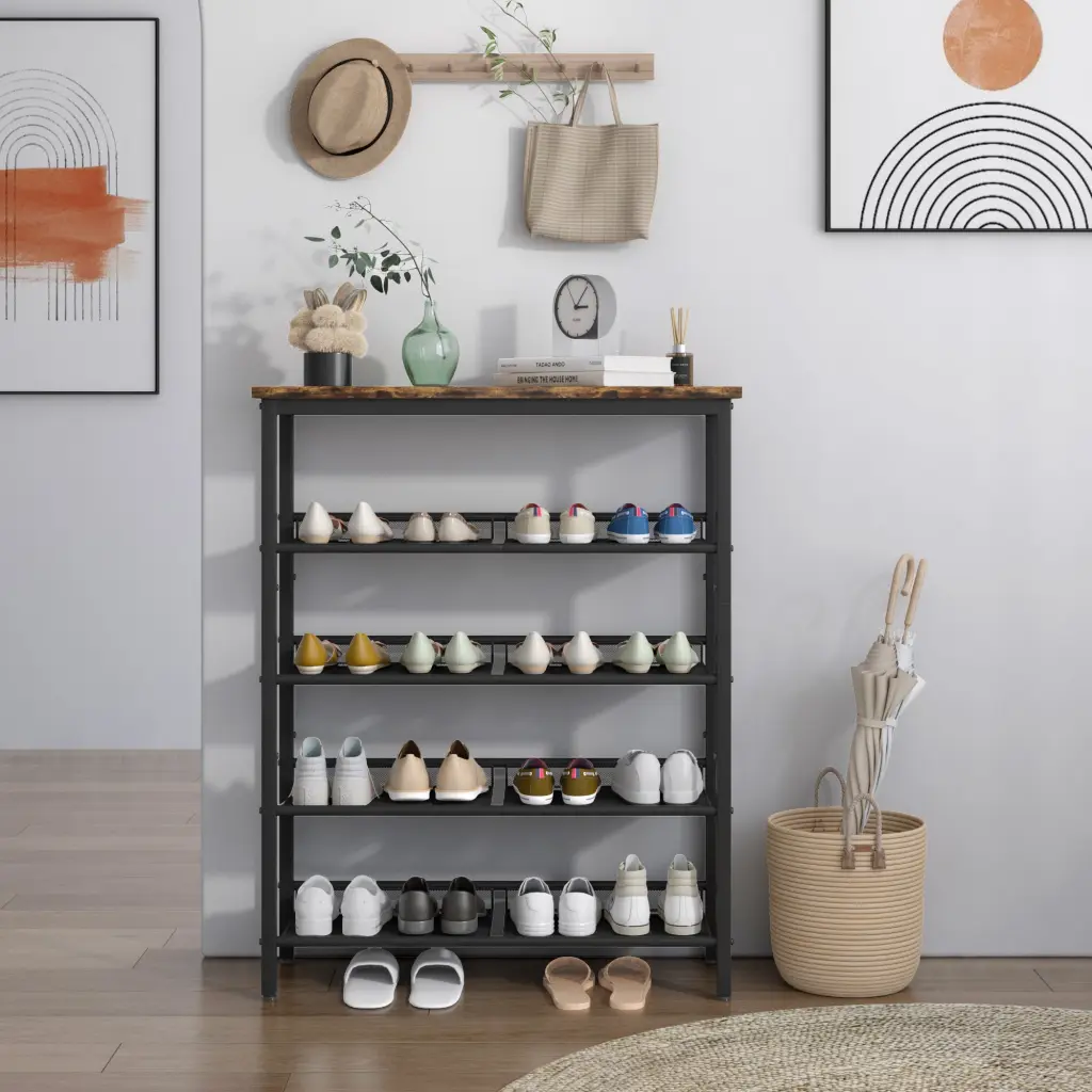 Industrial Shoe Rack Customizable 5 Layer Country Style Storage hs furniture