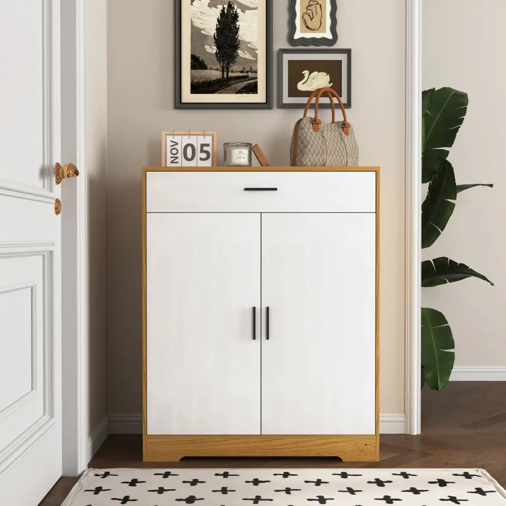 4 Tier Freestanding Shoe Cabinet 1 Drawer Entryway newmark
