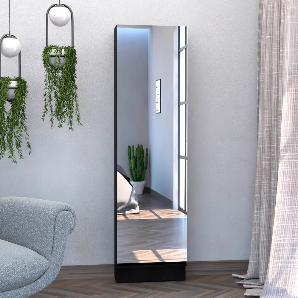 Shoe Rack 67 Inches H Five Internal Storage Shelves Mirror And Door rta mubles colombia