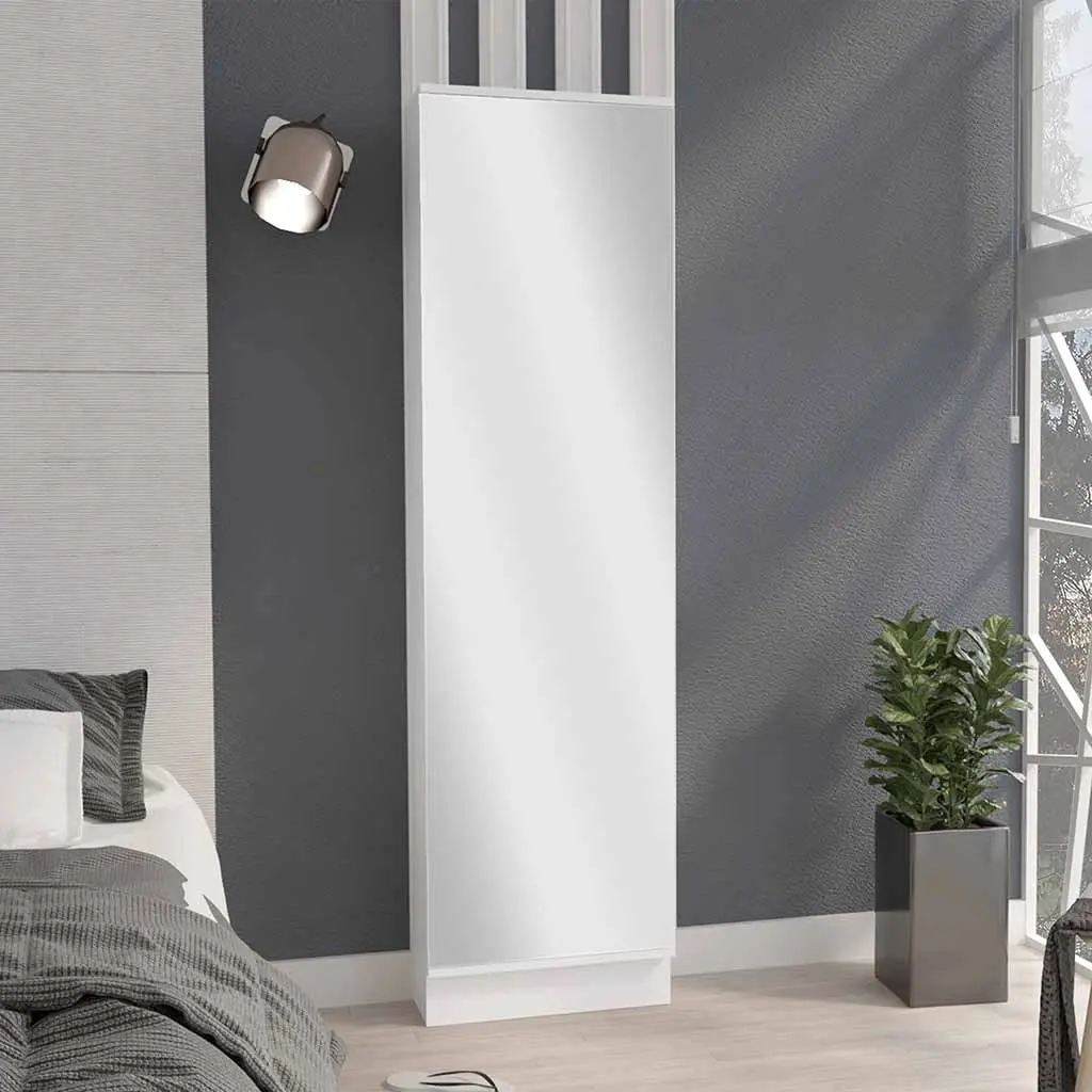 Leto XL Shoe Rack Mirror Five Interior Shelves Single Door Cabinet tuhome