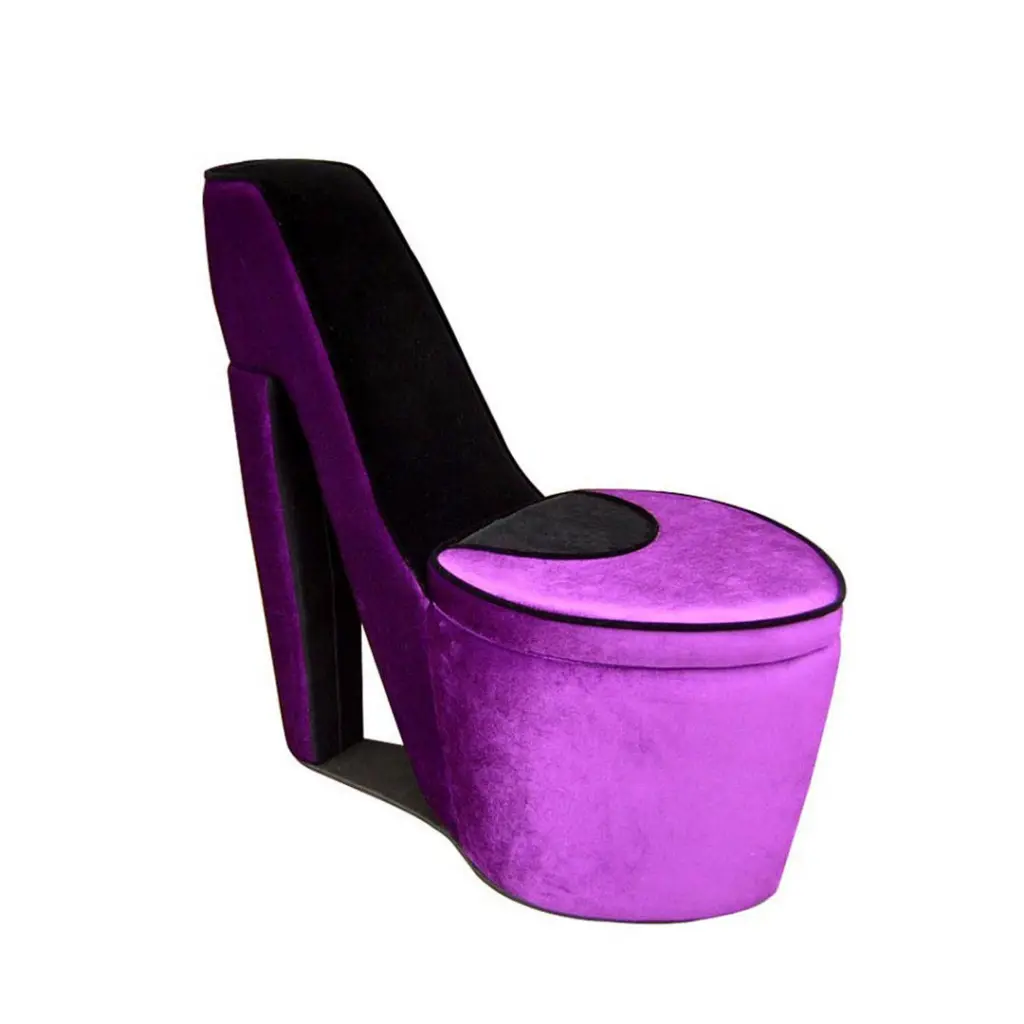 32.86 Inch Purple Black Sole High Heel Storage Chair Purple Black Wood california home