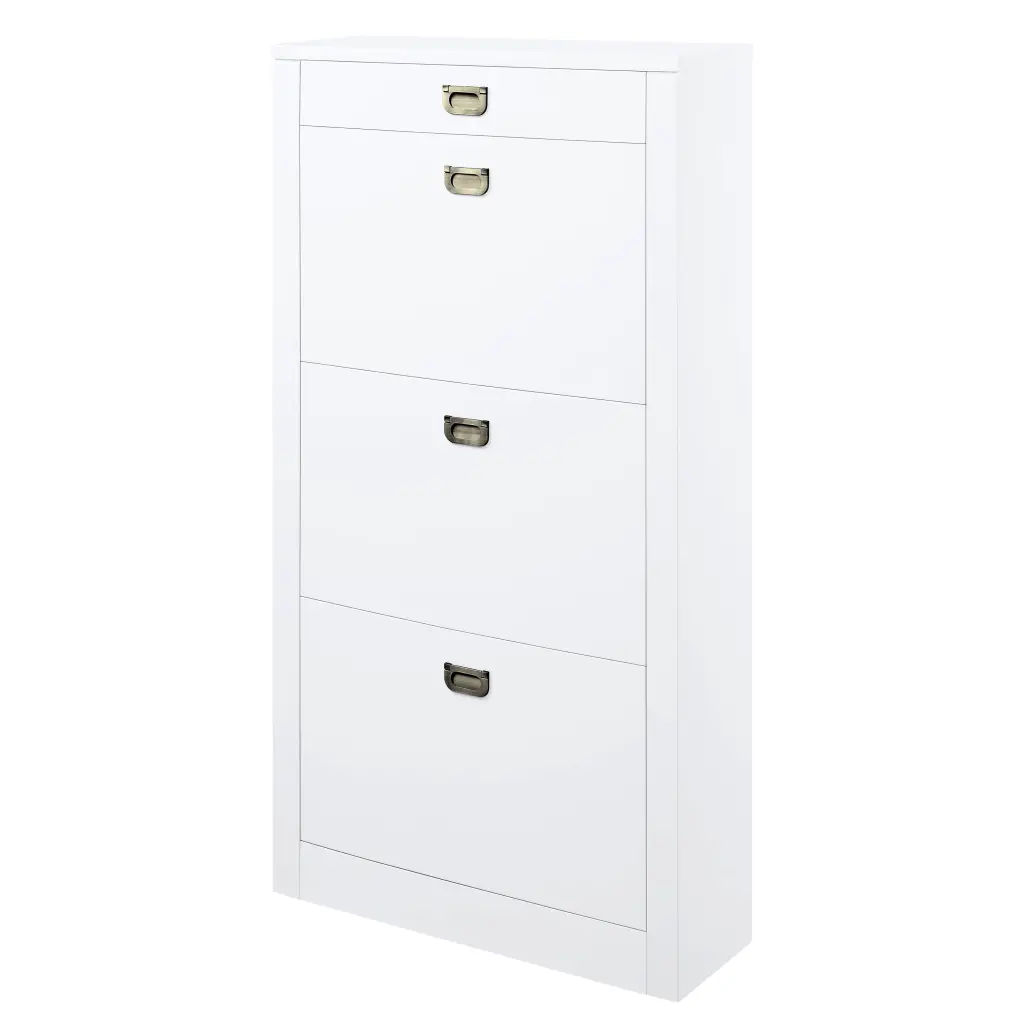 Bailey White High Gloss Shoe Cabinet 4 Drawers Freestanding furniture max