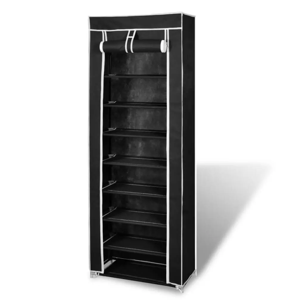 22 Inch Fabric Shoe Cabinet Cover Black 64 Inch Storage Unit