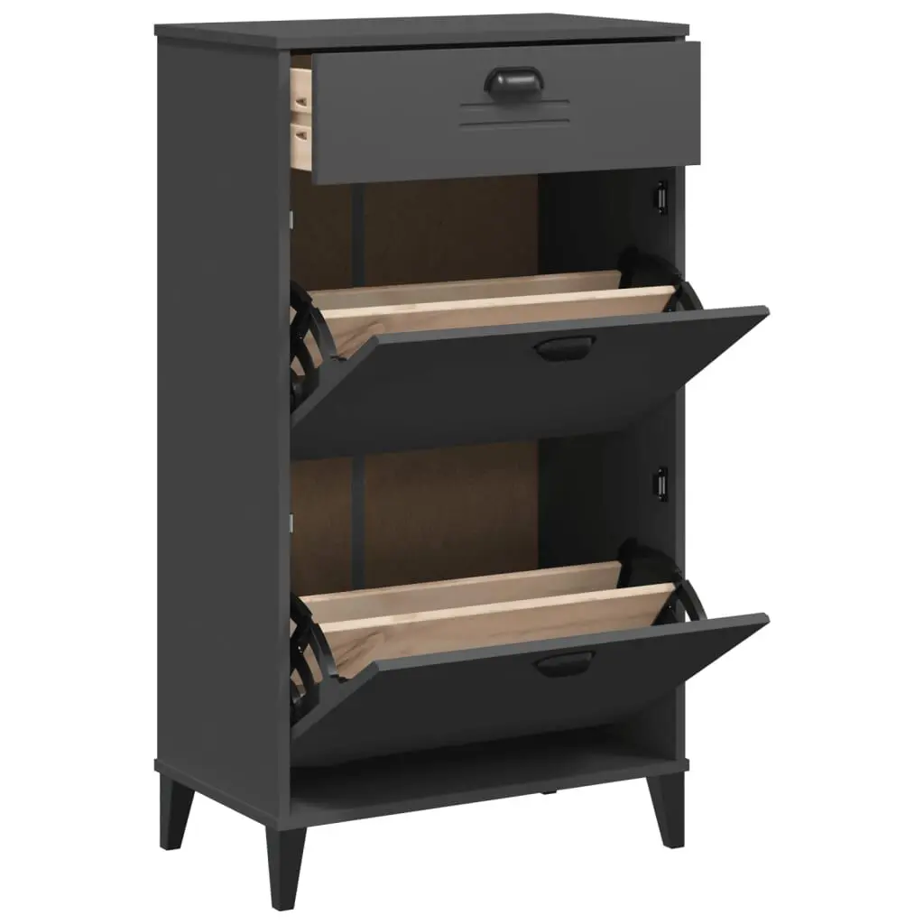 VIKEN Anthracite Gray Shoe Cabinet Engineered Wood Storage Organizer