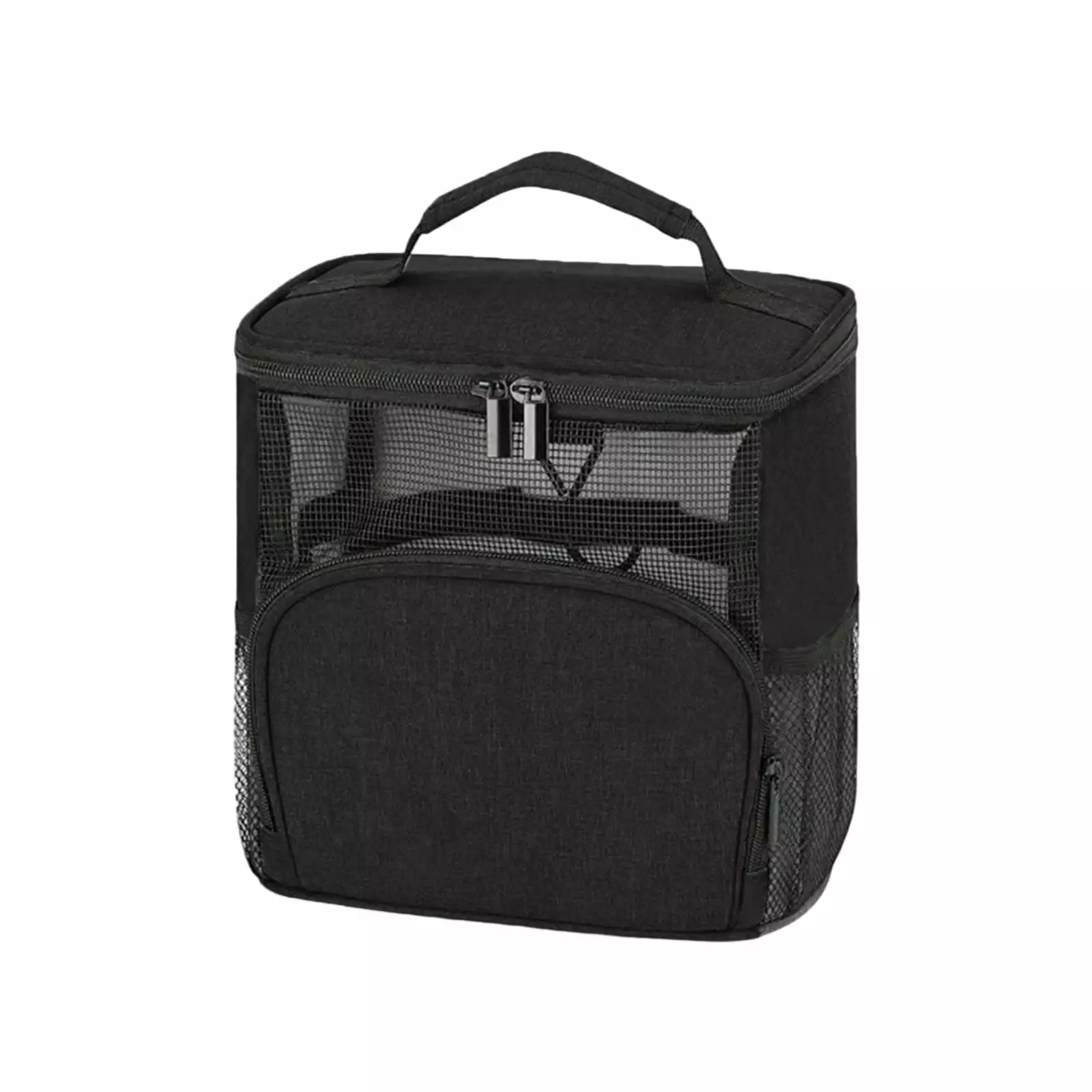 ZiSUGP Portable Shower Caddy Metal Hook Large Capacity Breathable Mesh Gym Travel Shower Bag Black