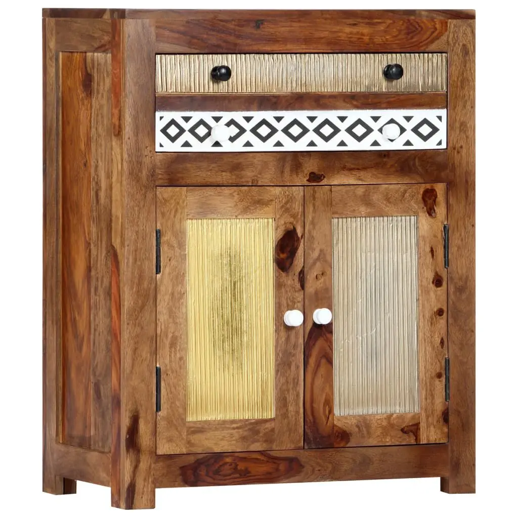 Side Cabinet 23.6x11.8x29.5 Inches Solid Sheesham Wood Storage Unit
