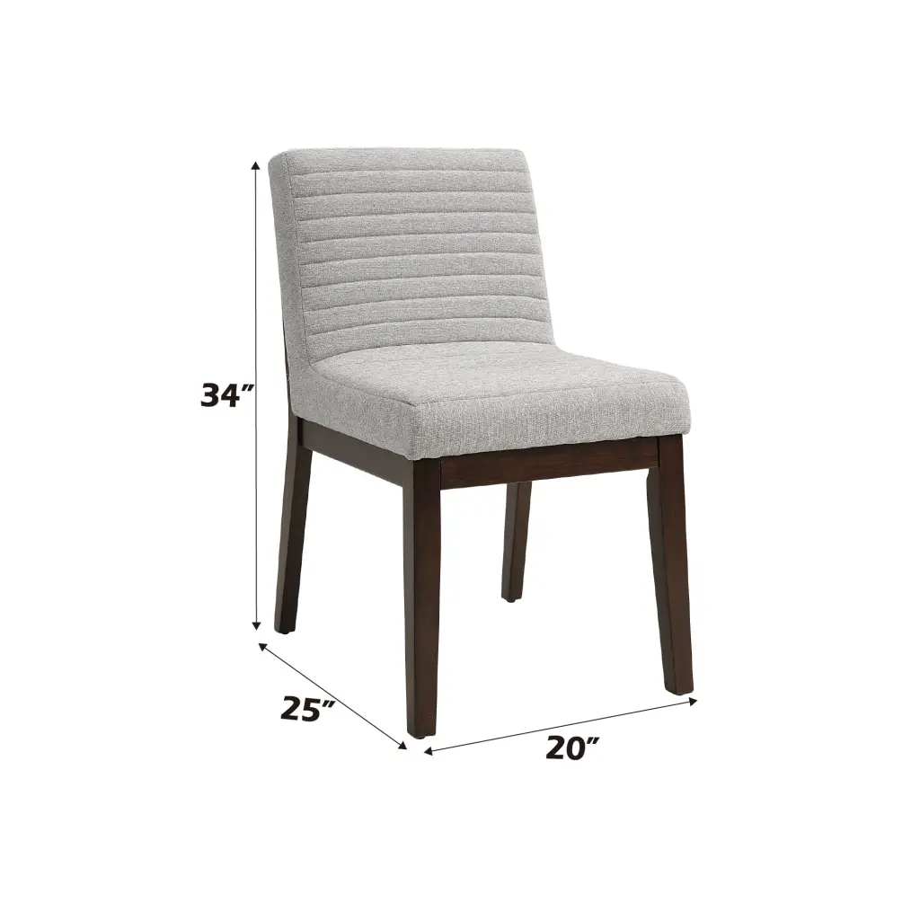 Edwyn Side Chair Set 2 Gray Material Brown Finish acme onsite store