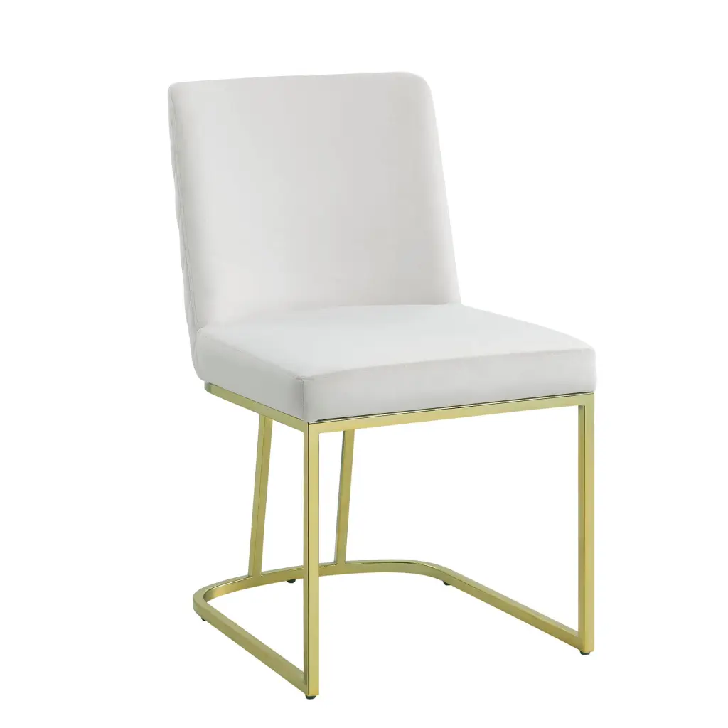 Zazie Beige Velvet Side Chair Set 2 Gold Finish - Modern Dining Chairs acme onsite store