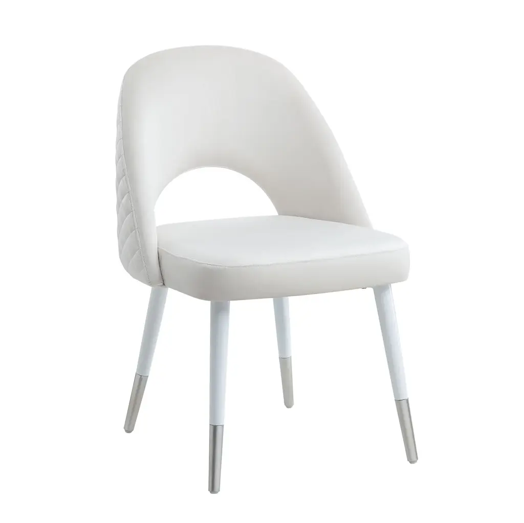 Zemirah Side Chair Set 2 White Velvet & White Finish Dining Room acme onsite store
