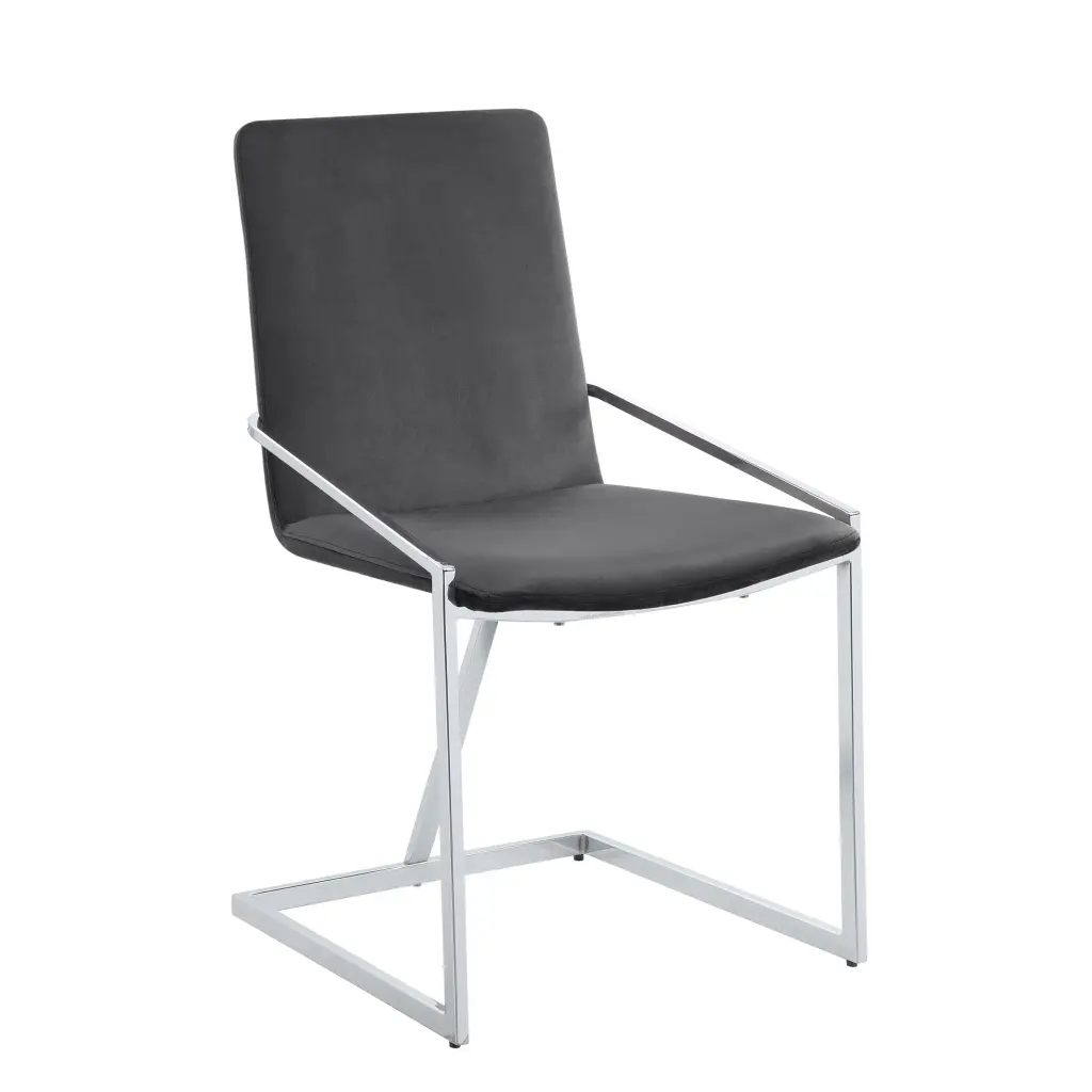 Zlatan Side Chair Set 2 Gray Velvet Chrome Finish acme onsite store