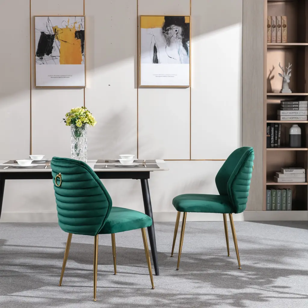 Modern Dining Chair Set 2 Woven Velvet Upholstered Side Chairs chairus