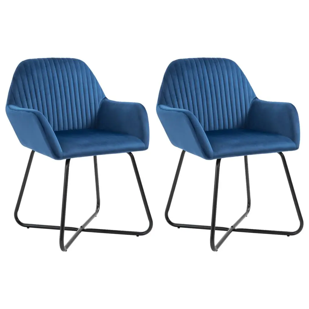 Dining Chairs 2 Pieces Blue Velvet Upholstered Side Chairs
