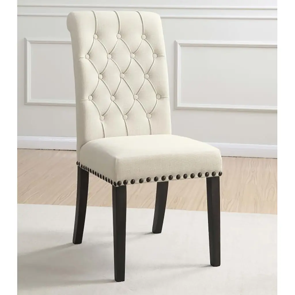 Beige and Smokey Black Tufted Side Chairs Set 2 Solid Dining Chairs furniture max