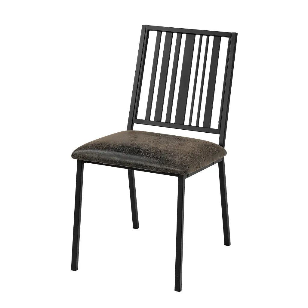 Brown And Black Slat Back Side Chair Set 2 Solid Dining Chairs furniture max