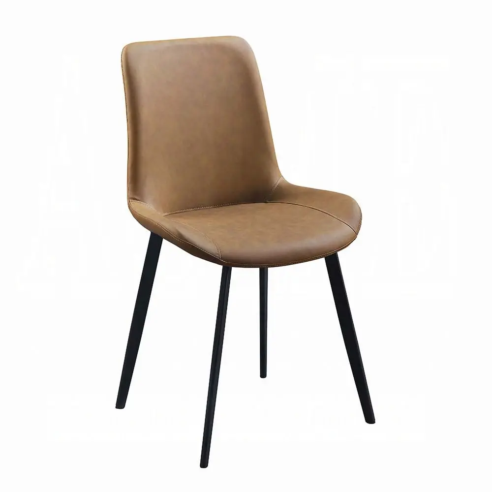 Brown Tight Back Side Chairs Set 2 Solid Brown Dining Room Chairs Comfortable Seating furniture max